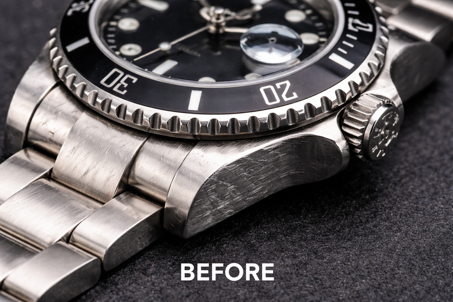 Watch case before restoration